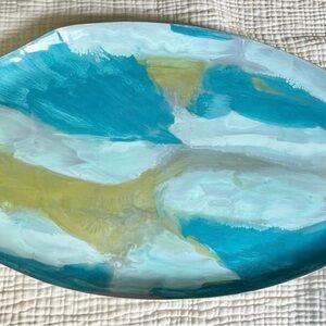 Jamie Young Co. Large Blue and Green Abstract Watercolor Tray